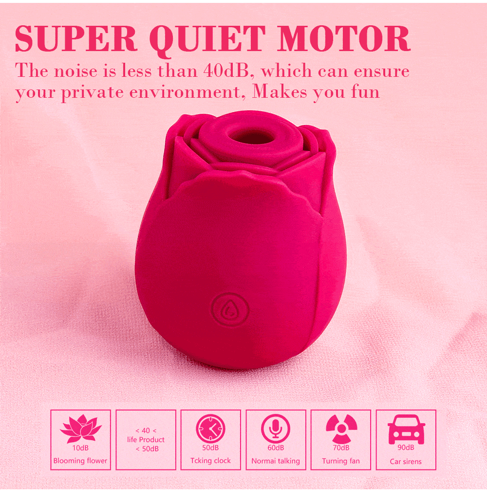 Rose-shaped vibrator with clitoral suction and whisper-quiet vibrations